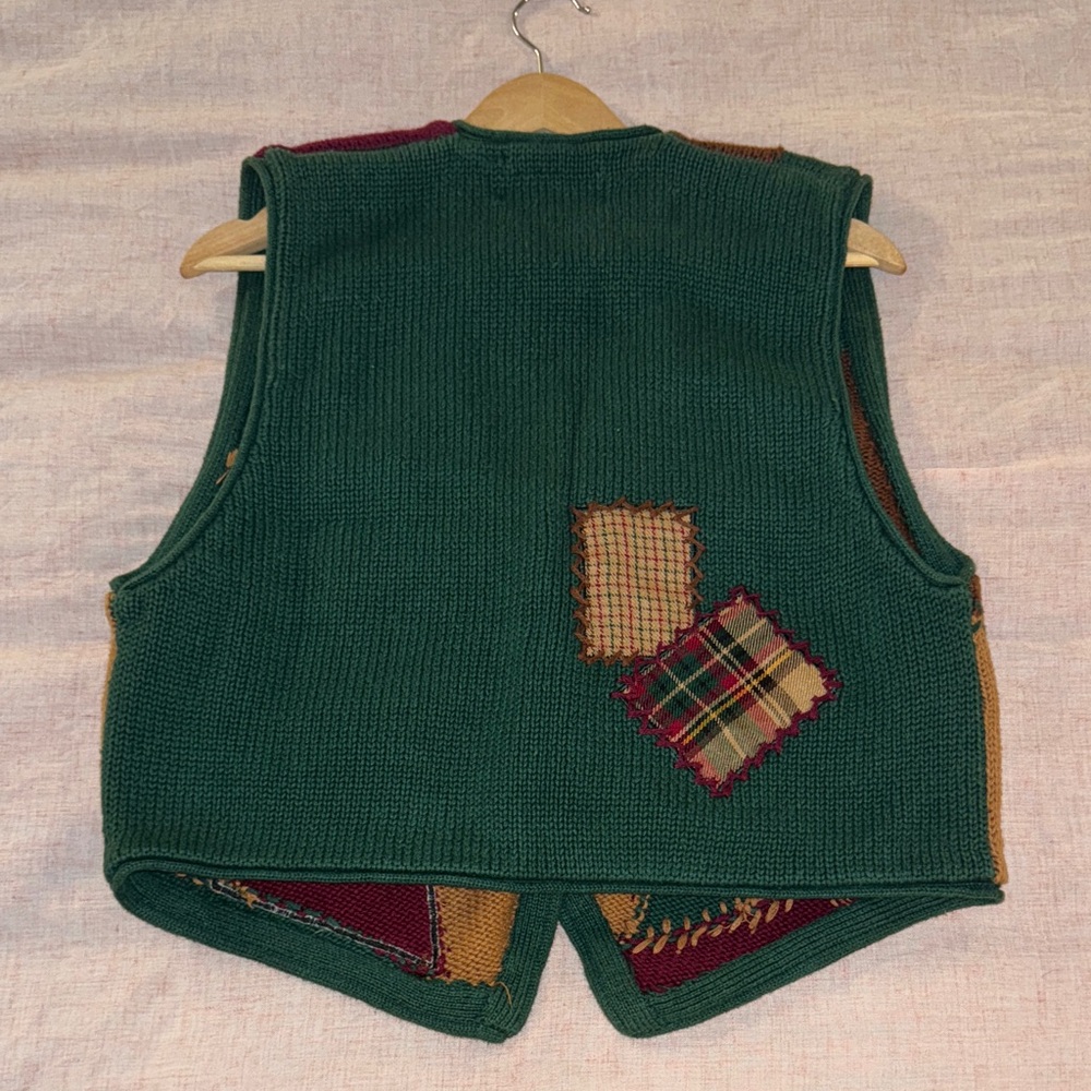 Sharon Young Multicolor Patchwork Quilt/Knit Vest - image 6